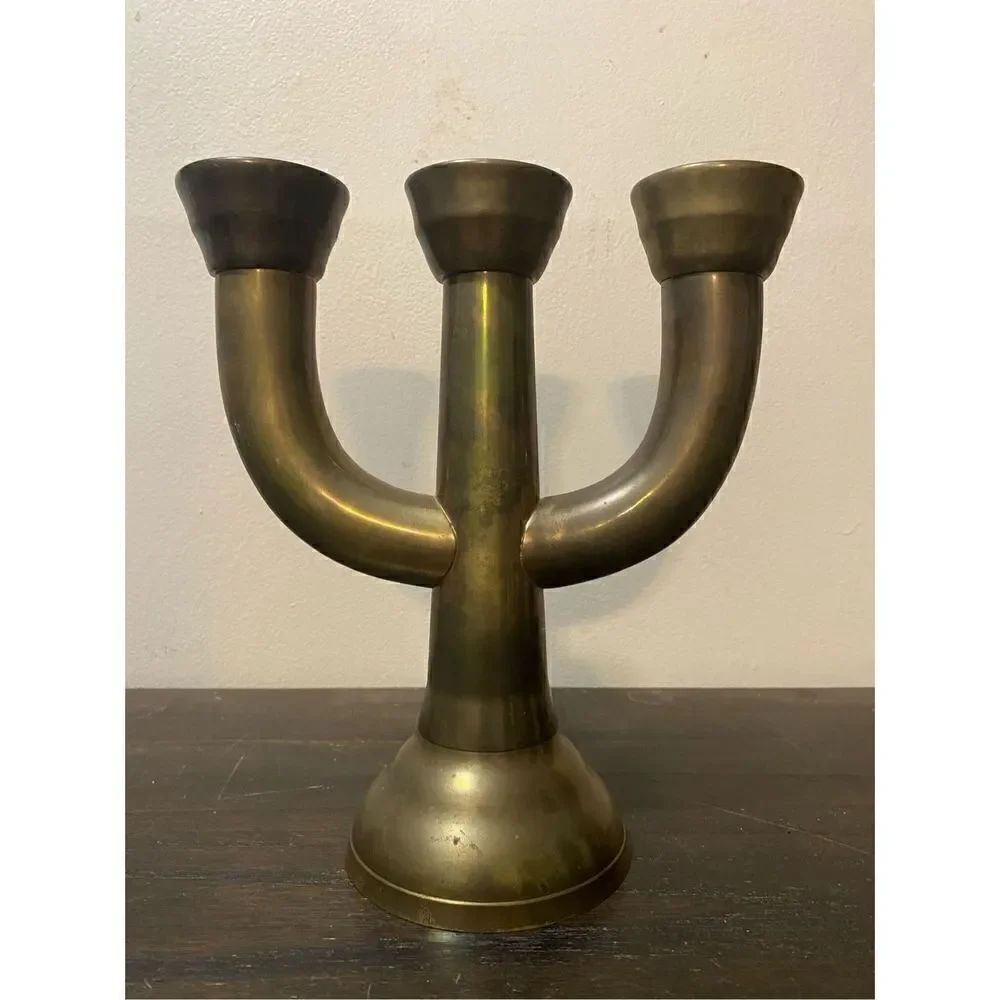 Vintage solid brass candle stick holder